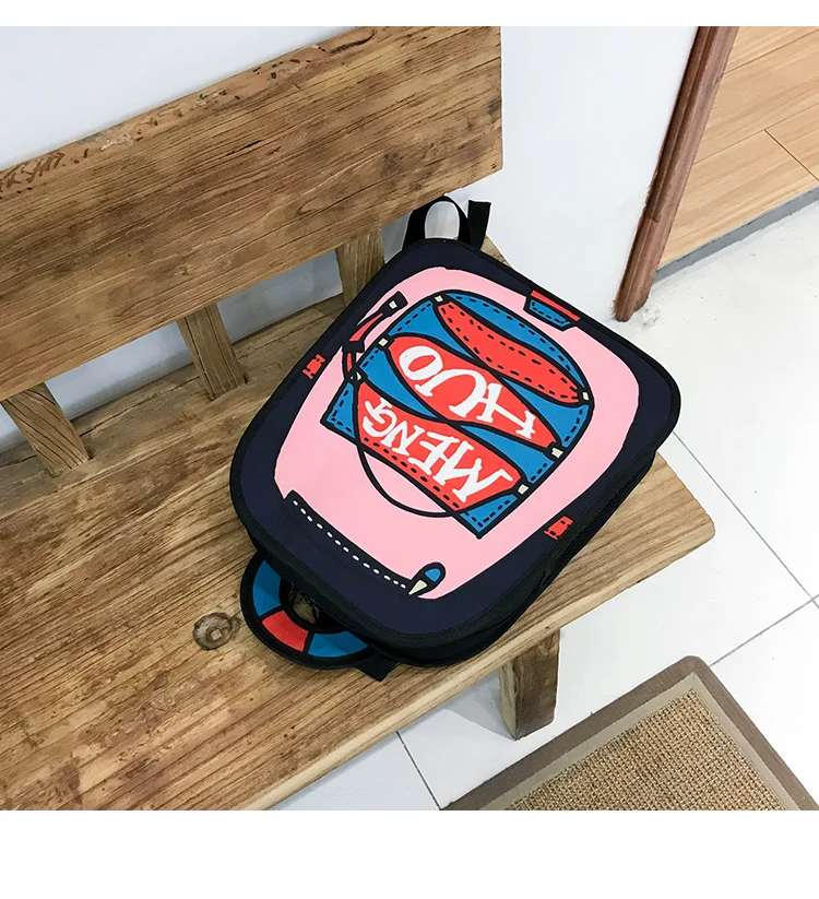 Menghuo New 3D Anime Cartoon Women Backpack School Bag Nylon 2D Style Travel Drawing Book Backpack Mochilas for Teenagers Gilrs (43)