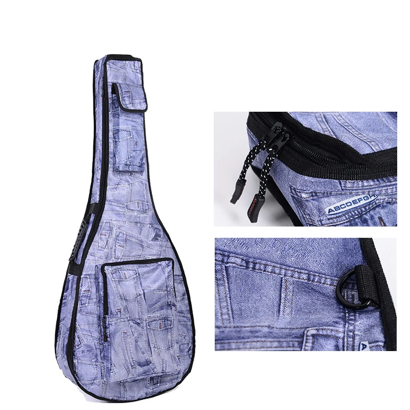 Acoustic Guitar Bag Guitar Bag Musical Instrument Ukulele Shoulder Bag Female Oxford Cloth Waterproof Plus Cotton Guitar Bag Multi-Standard Ukulele Piano Bag