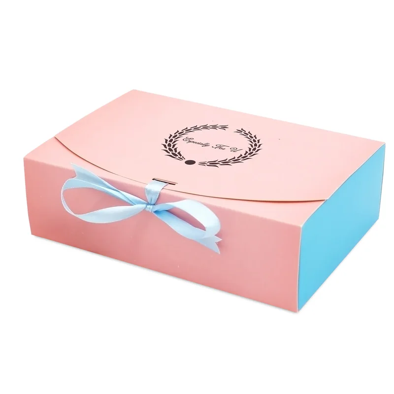 

100 Pcs kraft paper box Wedding party garland Ribbon Pink cupcake Cookies candy box Maccaron Floral Gilding gift packaging bag