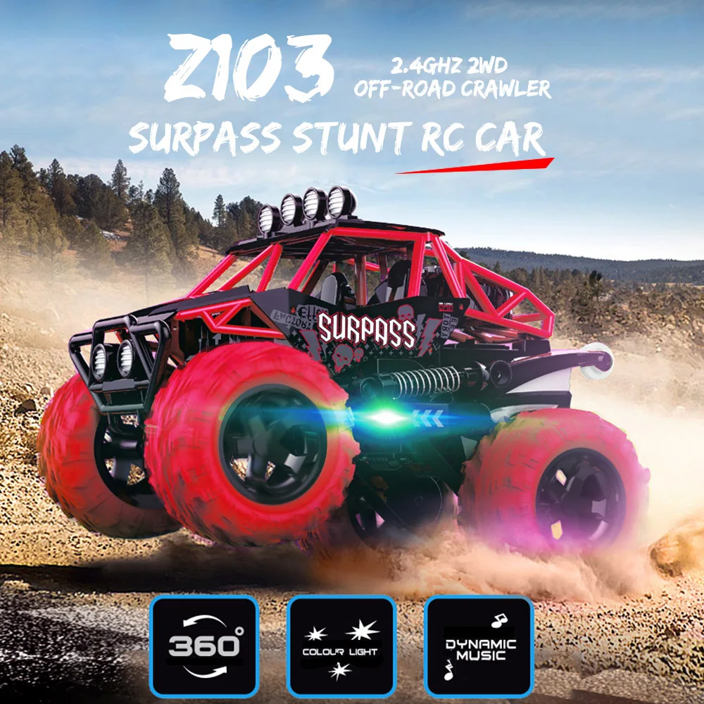 Z103 2.4GHz 2WD 360 degree Spin Surpass Stunt RC Car Off-road Crawler With Dynamic Music and LED Light RTR Truck Vehicle (1)