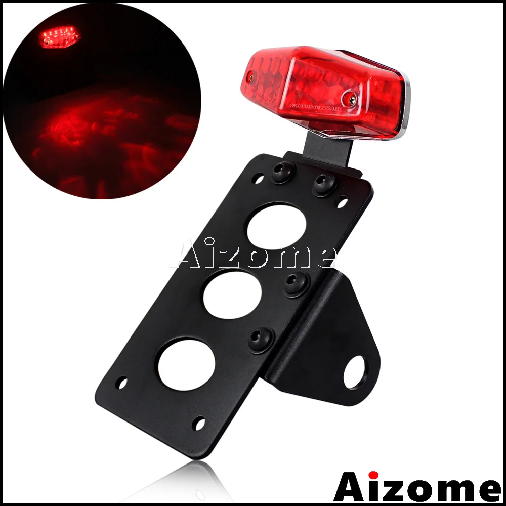 Motorcycle Side Mount Tail Light LED Stop Rear Light w 7" x 4" Number