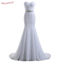 NIXUANYUAN горячая Распродажа элегантное милое кружево цвета слоновой кости русалка свадебные платья реальные дешевые vestido de noiva с поясом