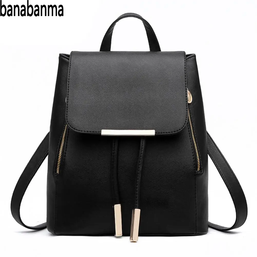 

Banabanma Women Backpack Simple Casual Vintage PU Backpack College Students School Bag Travel Bag Bags for Women 2018 ZK30
