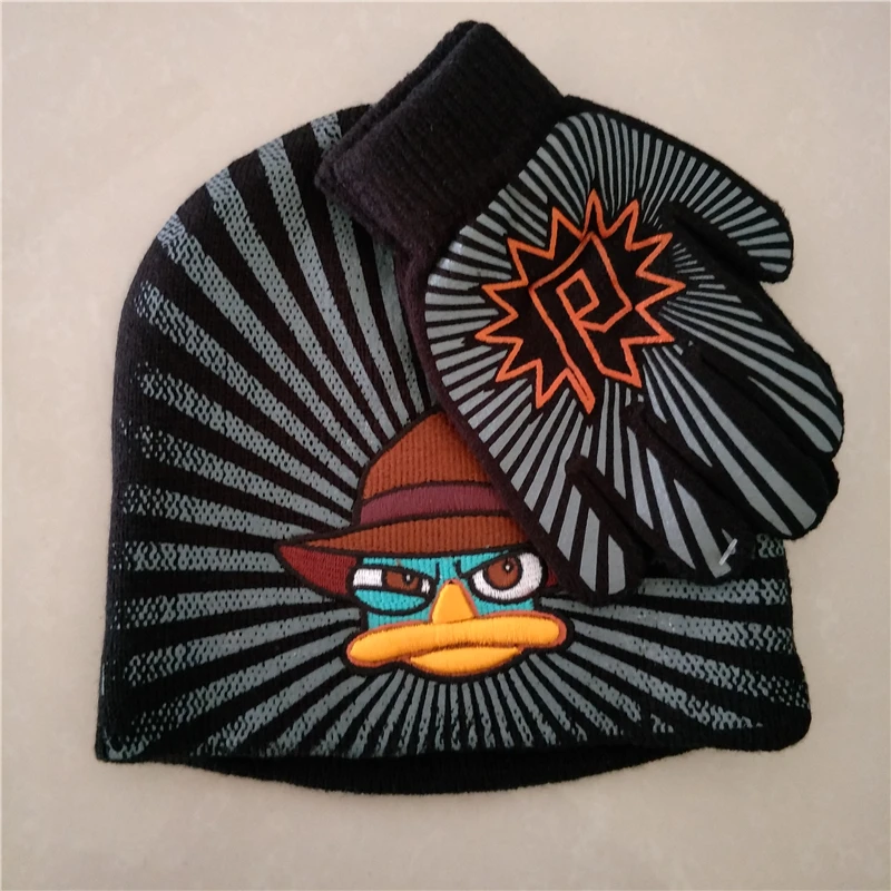 Зимние шапки с героями мультфильмов Phinas Ferb Perry The Platypus Agent P Детские кепки для