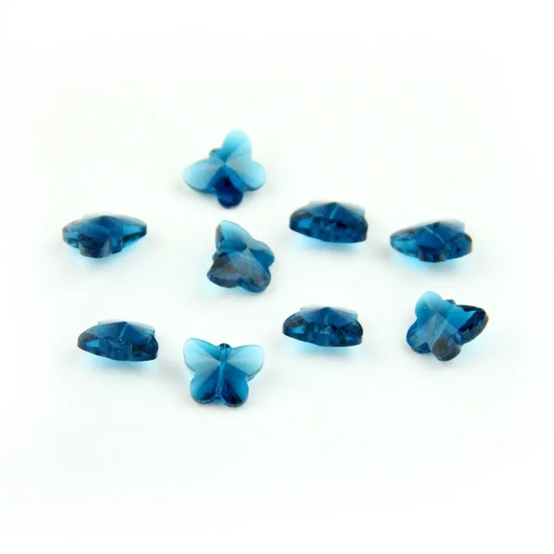 Zircon Blue 100pcs 1 Middle Hole 14mm Glass Prism Butterfly Beads