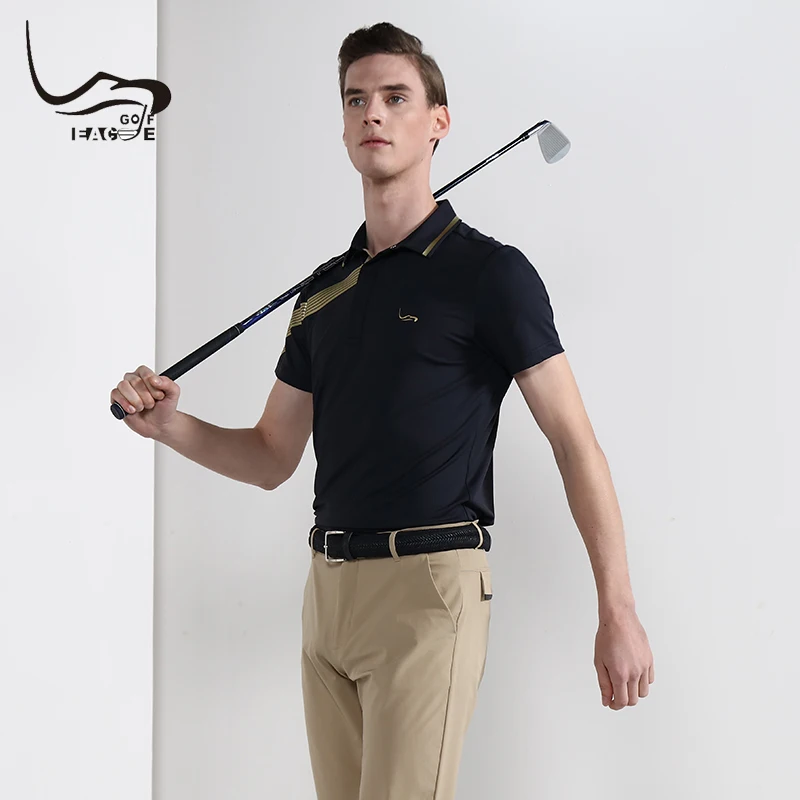 EAGEGOF рубашка для гольфа мужская летняя спортивная одежда с короткими рукавами быстросохнущая Мужская одежда для гольфа Новая модная брендовая одежда vs DESCENTE
