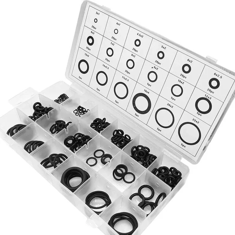 

225 pcs Rubber O-Ring Washer Seals Watertightness Assortment Different Size With Plactic Box Kit O Ring