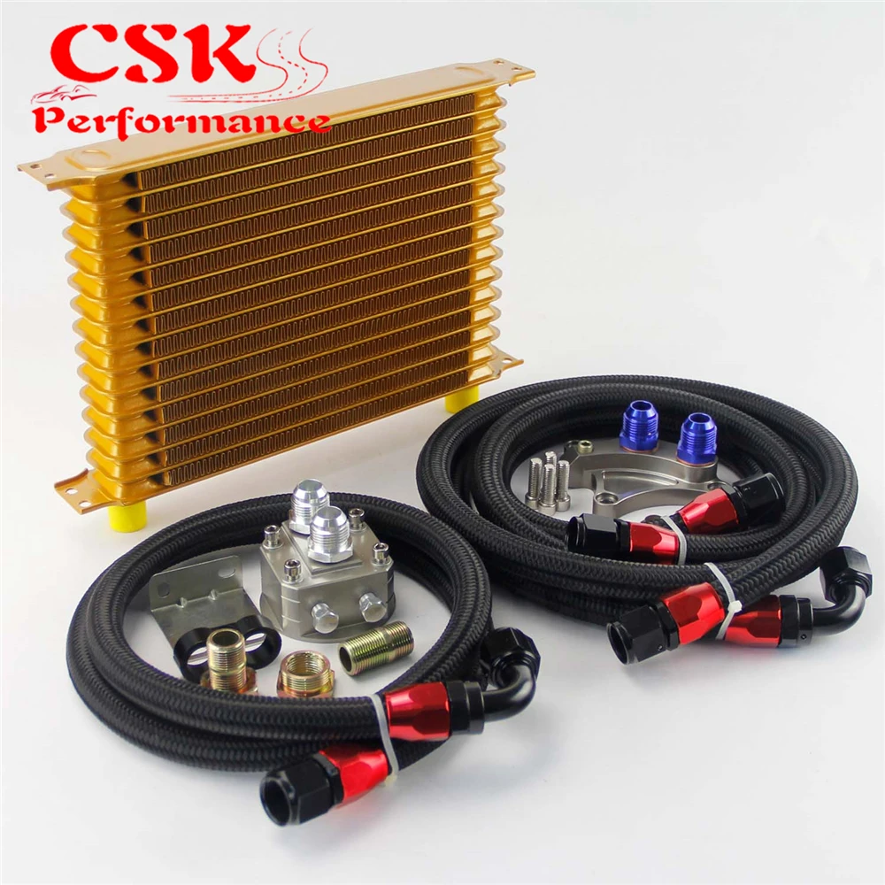 Best Price 15 Row 262mm AN10 Oil Cooler Kit Fits For Nissan Silvia S13 S14 S15 180SX 200SX 240SX SR20DET Black/Blue/Gold Best Price 15 Row 262mm AN10 Oil Cooler Kit Fits For Nissan Silvia S13 S14 S15 180SX 200SX 240SX SR20DET Black/Blue/Gold