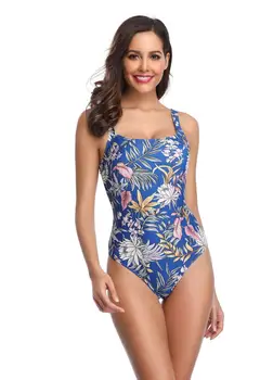 

Bikishark White Leaves Floral Print Women One-piece Swimwear U-back Padding Monokini Swimsuit 2019 New Girl Beach Bathing Suit