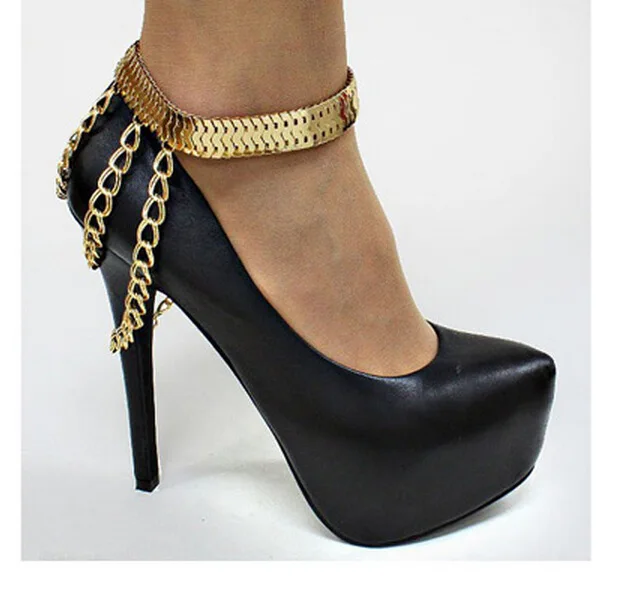 Fashion Foot font b Jewelry b font Gold Anklet Bracelet Shoes Chain Draped Layered Heel Crystal