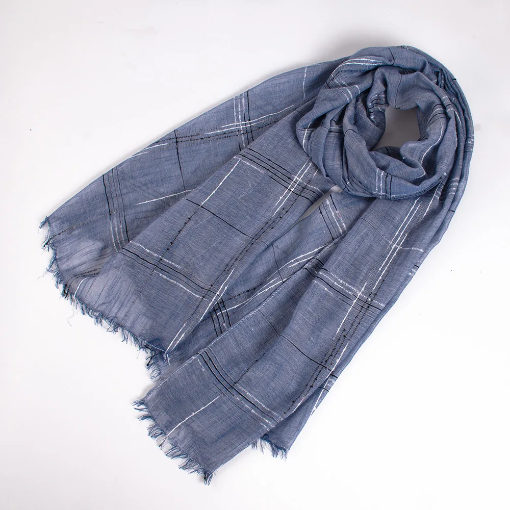 

2018 Japanese Unisex Style Plaid Cotton And Linen Solider Color long women's scarves shawl fashion winter warm men scarf