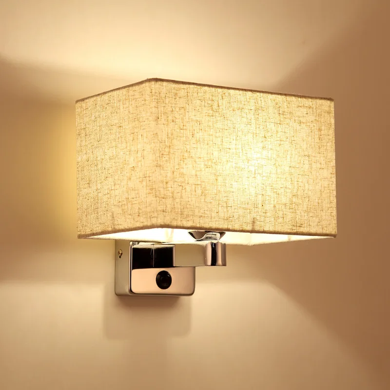 

Modern Elegant Fabric Wall Lamp Plating Anti-rust Bedroom Bedside Wall Lights Fixture for Living Room Corridor Stairs Lighting