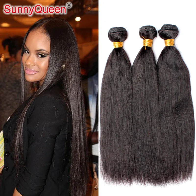 

6A Cambodian Yaki Straight Hair 3Pc Unprocessed Cambodian Virgin Light Yaki Human Hair Weaves 8-28inch Sunny Queen Hair Products