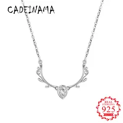 CADEINAMA Мода олень женщин подлинный 925 стерлингового серебра кулон ожерелье австрийский кристалл девушка Подвески для чокера ювелирные