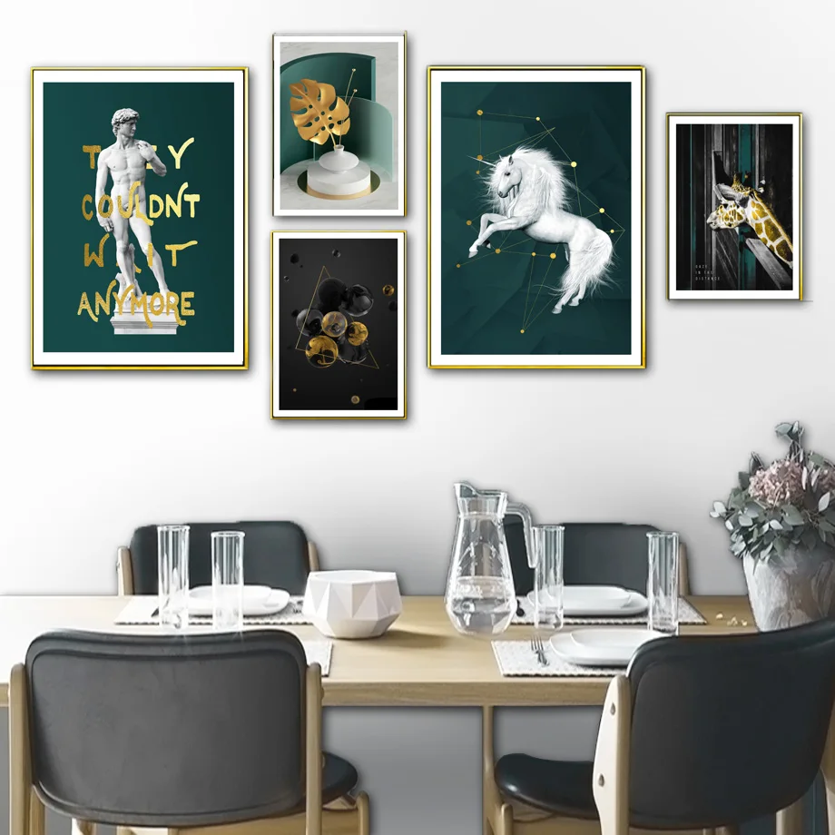 

Michelangelo Sky Monstera Horse Giraffe Wall Art Canvas Painting Nordic Posters And Prints Wall Pictures For Living Room Decor