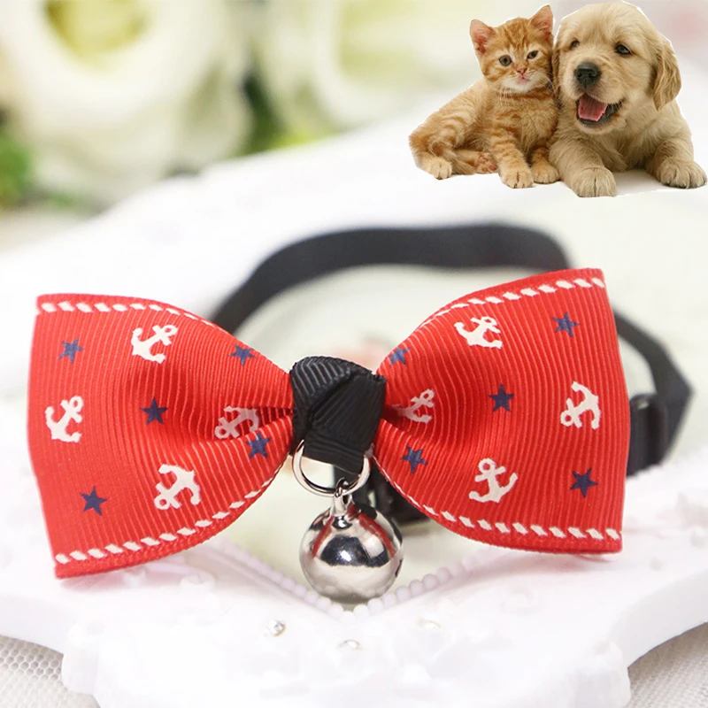 prativerdi Adjustable Bow Tie Dogs Cat Necktie Necklace Cute Bowknot Dog Collars With Bells For Puppy Cat Pet Shop Accessories6