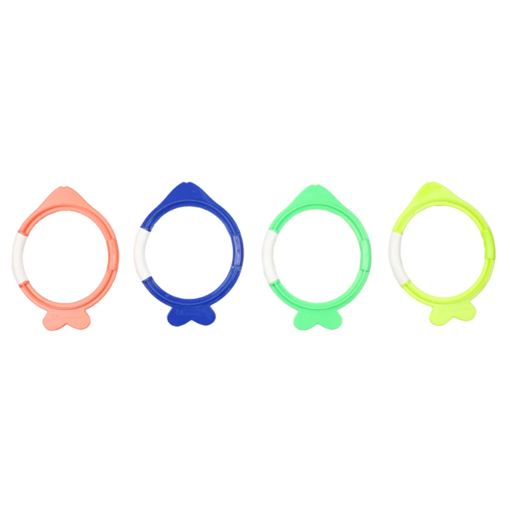 4 PCS Swimming Diving Toys Pool Fun Rings for Kids Pool Diving Game Toys Set in Total  Diving Ring Fish Shaped Water Sport Swim