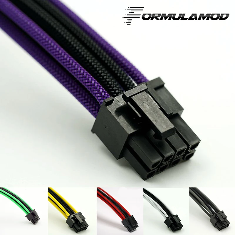 FormulaMod Fm-CPU8P-C ، وحدة المعالجة المركزية 8Pin الطاقة تمديد كابلات ، اللوحة 18AWG 8Pin متعدد الألوان مطابقة تمديد كابلات