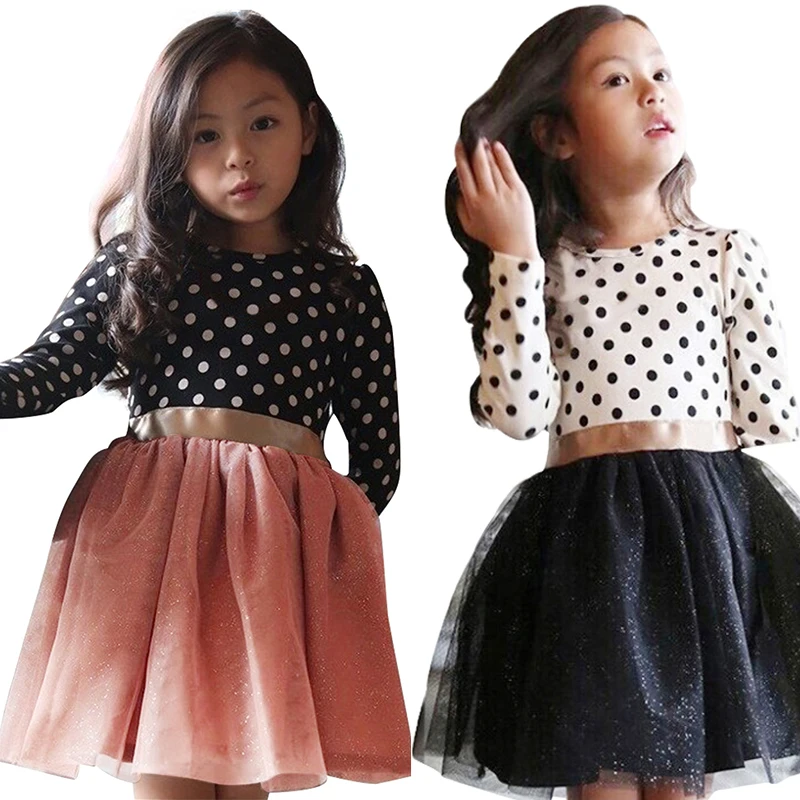 Новинка года, вязаные платья в горошек для девочек возрастом от 3 до 8 лет весенне-осенняя одежда с длинными рукавами для маленьких девочек и подростков детская одежда