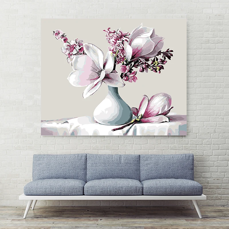 

paint by number art painting by numbers Decorative painting magnolia flower bottle and flower modern saving