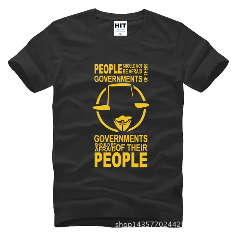 Мужская футболка V for Vendetta хлопковая Повседневная с коротким рукавом 2016|camiseta