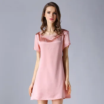 

CEARPION Women Silk Sleepwear Summer Night Dress Casual Dressing Gown Gecelik Sexy Night Gown Lounge Wear Home Clothing