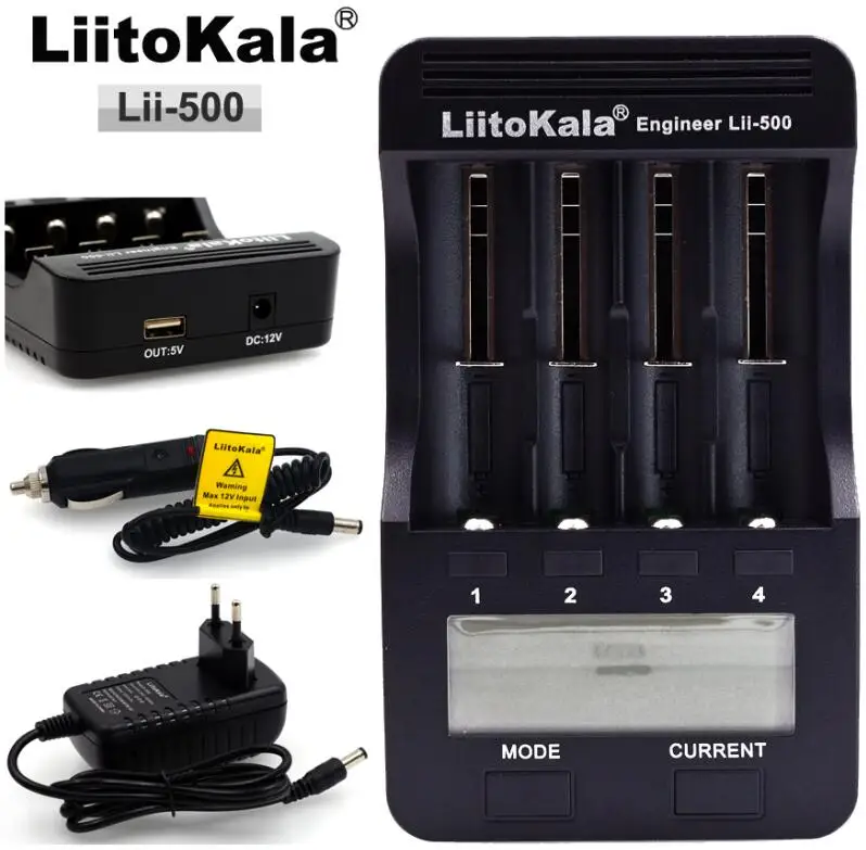 Liitokala Lii202 Lii402 LiiS1 Lii100 18650 зарядное устройство 1,2 V 3,7 V 3,2 V AA/AAA NiMH 26650 li ion Зарядное устройство Smart 5V разъем - Цвет: Lii 500 New  package