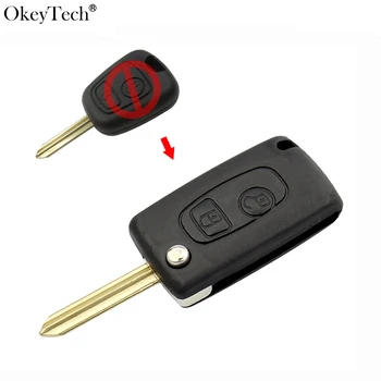 

Okeytech 2 Buttons Modified Flip Folding Remote Key Shell fit for PEUGEOT 307 607 207 for Citroen C2 C5 Key Case Fob