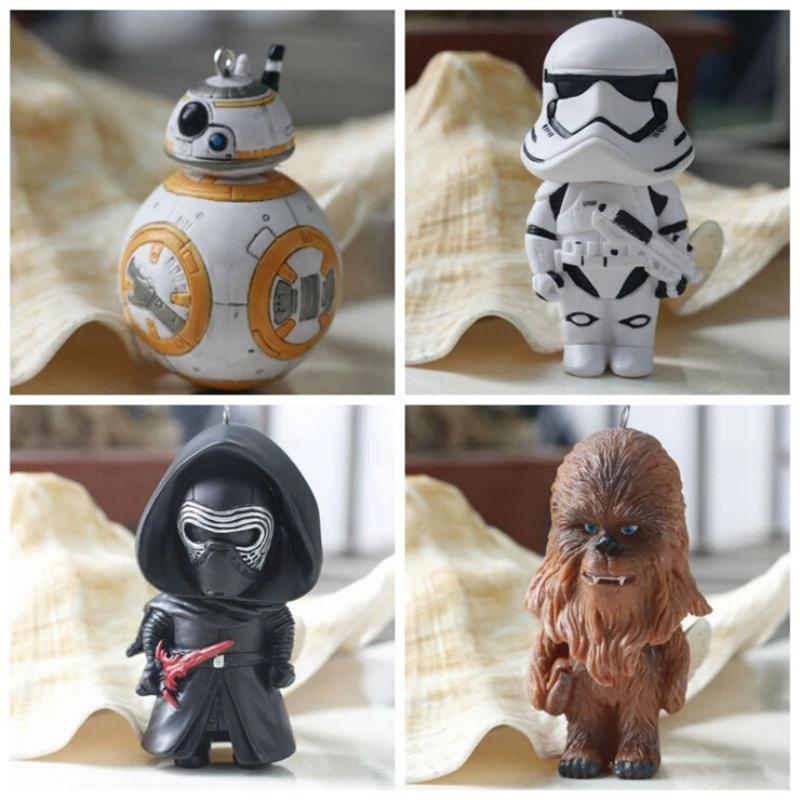 Star Wars пробуждает BB8 штурмовика Дарт Вейдер Чубакка ПВХ подвеска Space War BB-8 фигурку игрушки брелок в подарок для детей