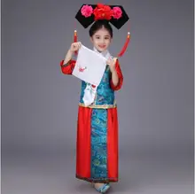 Cheap (0136) new Embroidery girl Qing Dynasty Princess Costume children Hanfu ancient court dress for cosplay stage performance Cheap (0136) new Embroidery girl Qing Dynasty Princess Costume children Hanfu ancient court dress for cosplay stage performance