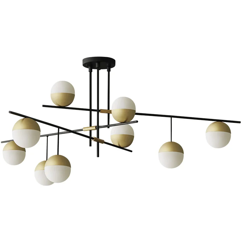 

The Post-modern living room nut pendant lights industrial Wind creative personality Restaurant Glass Ball three head