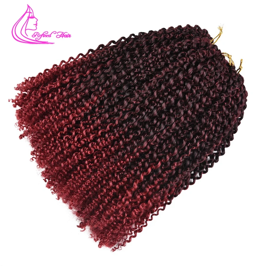 

Refined Hair12Inch Marlybob Curly Twist Crochet Braids Braiding Hair Extensions 24Strands Ombre Kinky Curly Hair