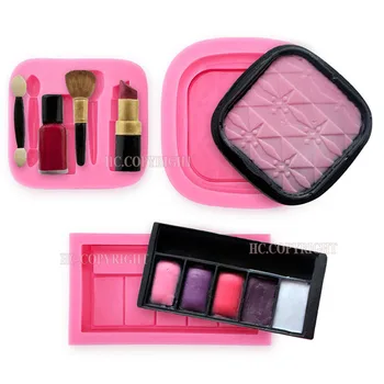 

DIY 1set Makeup tool Silicone Mould Chocolate mold 3D Silicone Ladies Eye Shadow Fondant Cake Molds Bakeware kitchen accessories