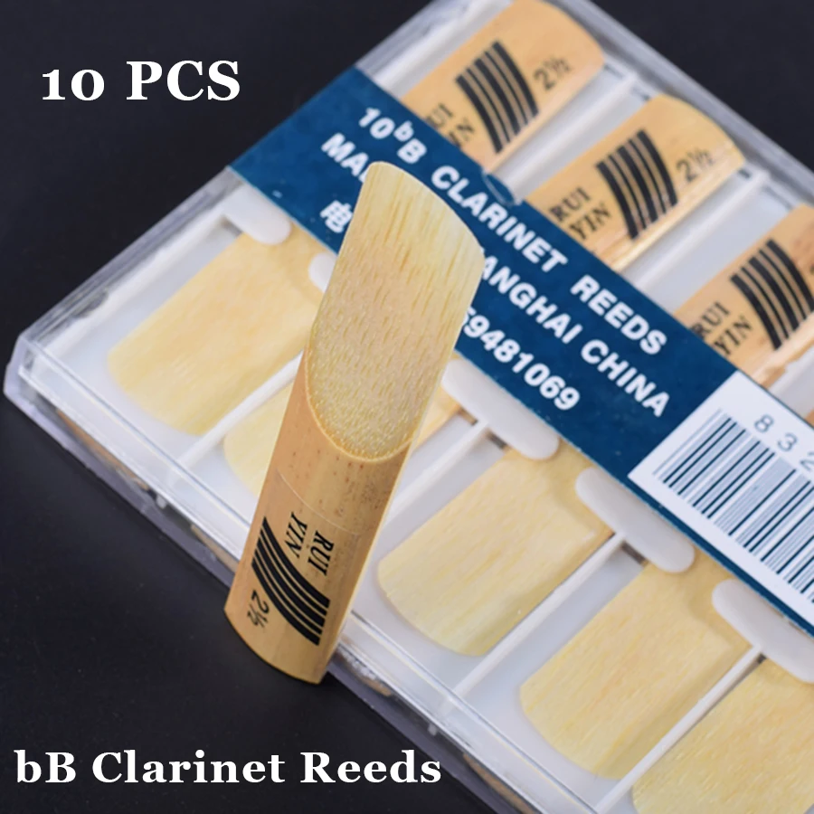 

10 PCS bB Clarinet Reeds Wind Musical Instruments Accessories Ruiyin Reed Strength 2.5 Flat B