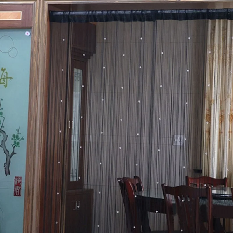 21m String Curtains Shiny Crystal Beads Line Yarn Curtain Divider Sheer Door Window String Living Room Wall  Tassel decoration (5)