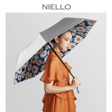 Niello зонт от солнца и дождя Женский анти-УФ титановый Серебряный складной зонтик двойной слой ветрозащитный зонтик цветок зонтики для девочек