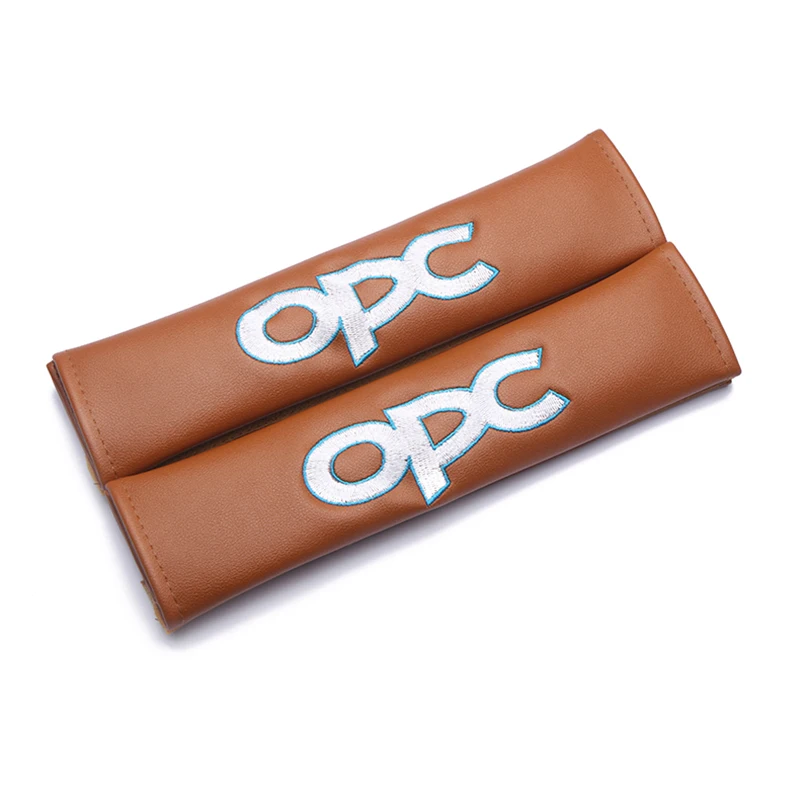 

Modification For OPC RACING emblem brown leather seat belt cover shoulder pad Car accessories for opel astra j h insignia astra