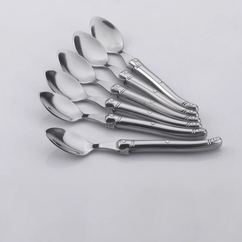 6'' 15cm Stainless steel Laguiole Style Teaspoon Hollow Handle Mini Coffee spoon Small Dessert Tea Spoons Silver Dinnerware set