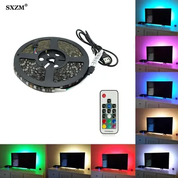 

1M 2M 3M 4M 5M RGB LED Strip SMD 5050 Waterproof DC5V RGB USB LED Strip Light Dimmable Ribbon tape LED lamp with 17key Remote
