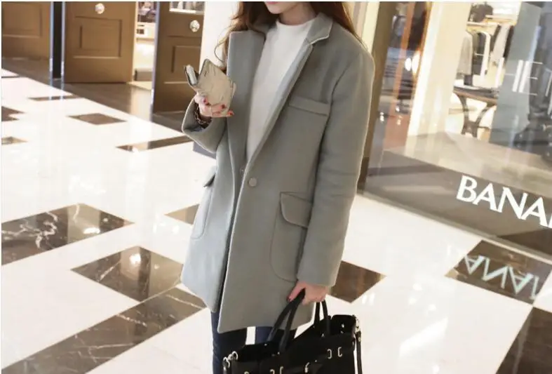 Женские пальто из шерстяной смеси зимние серые черные теплые осень длинное пальто куртки и пиджаки плюс Размеры Harajuku корейский японский плотная пальто - Цвет: Gray