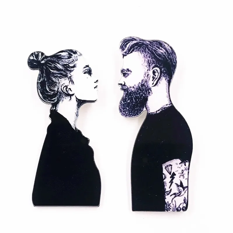 

2PCS New Arrival Couple Acrylic Brooches High Quality Badge Pin For Decoration On Clothes backpack T-shirt Hat Scarf Women Gifts