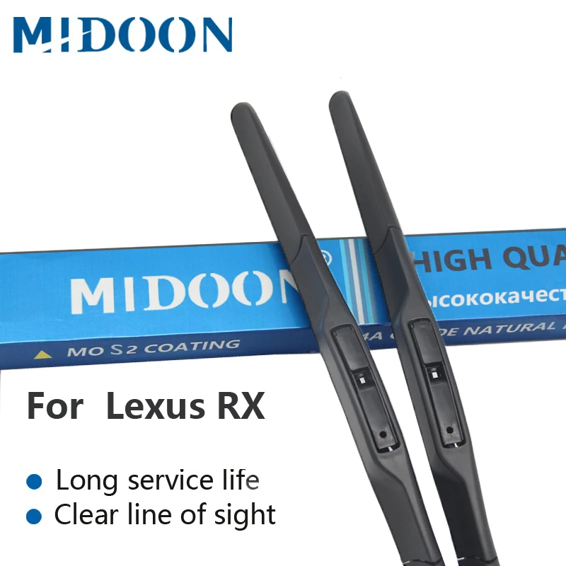 

MIDOON Hybrid Wiper Blades for Lexus RX Series RX300 RX330 RX350 RX400h RX450h Fit Hook Arms / Push Button Arms