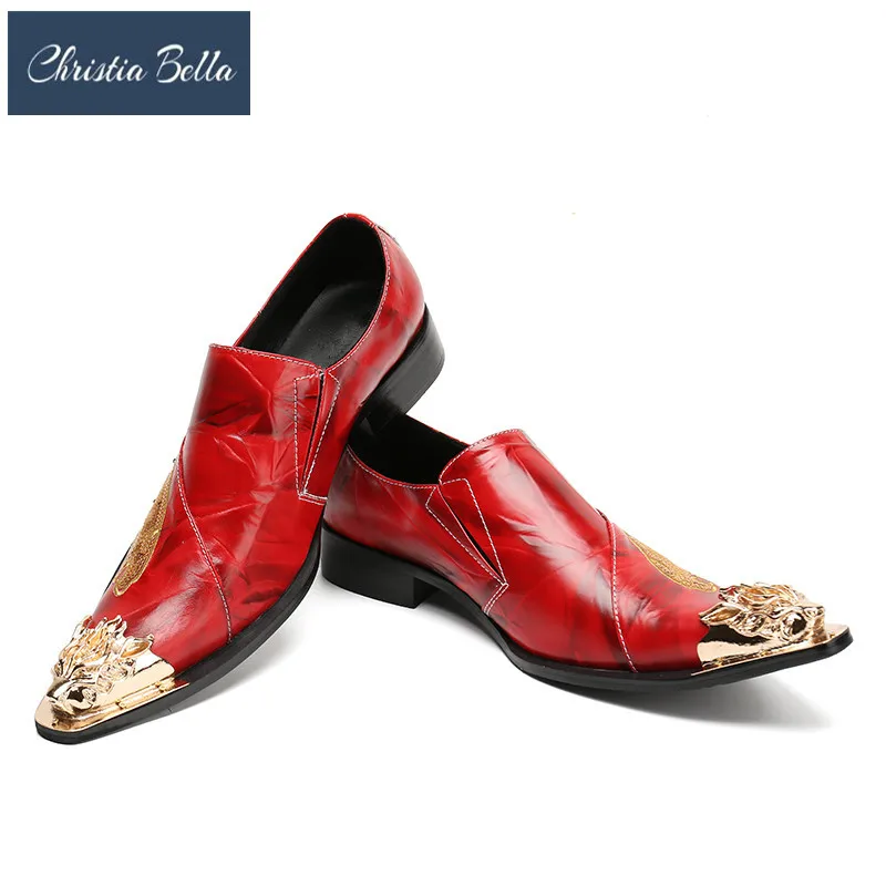

Christia Bella Fashion Genuine Leather Handmade Men Dress Shoes Italian Wedding Formal Shoes Men Oxford Shoes Flats Plus Size