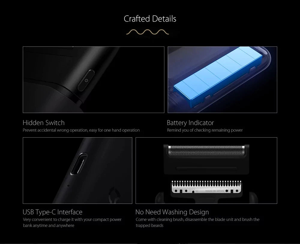 Xiaomi Mijia электрическая бритва мини портативный Sh-aver человек Япония стальной резак тип-c USB большая батарея для бритья лица для мужчин