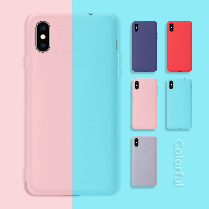 

Original Soft Silicone Case for iPhone XR XS Max X 8 7 6Plus 6SPlus 7Plus Cute Candy Anti-knock rubber Cover For iPhone XR XS 10