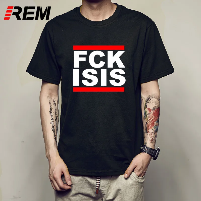 

REM ANTI ISIS T-SHIRT S- XXL ANTI TERROR ATTACK NO WAR POLITICAL PROTEST HUNTINGER Chinese Style O-Neck T Shirt Top Tees