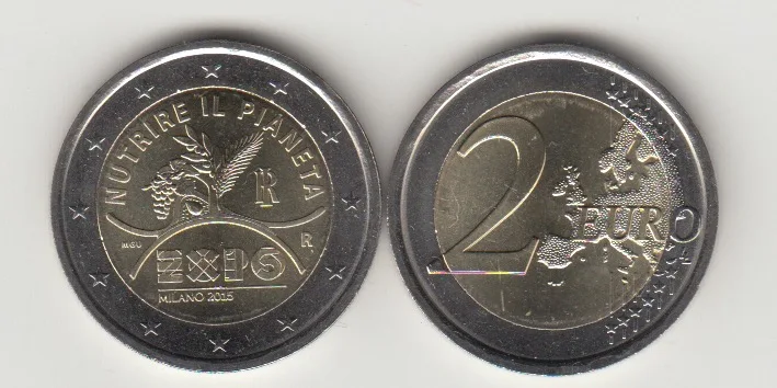 Italy Eu 2 Euro Coins 2015 Edition 100% Original European Coin for Collection Unc New | Дом и сад