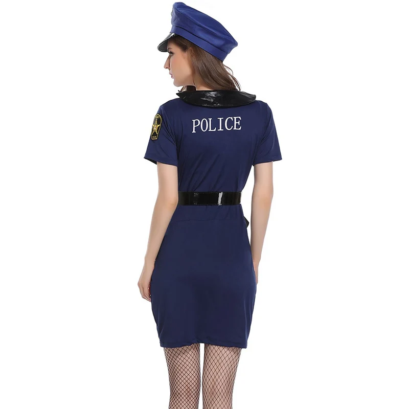 Female Sexy Cosplay Party Wear Police Costume Outfit Cop Fancy Dress with Hat Handcuff  Role Play Police Costumes for Women (4)