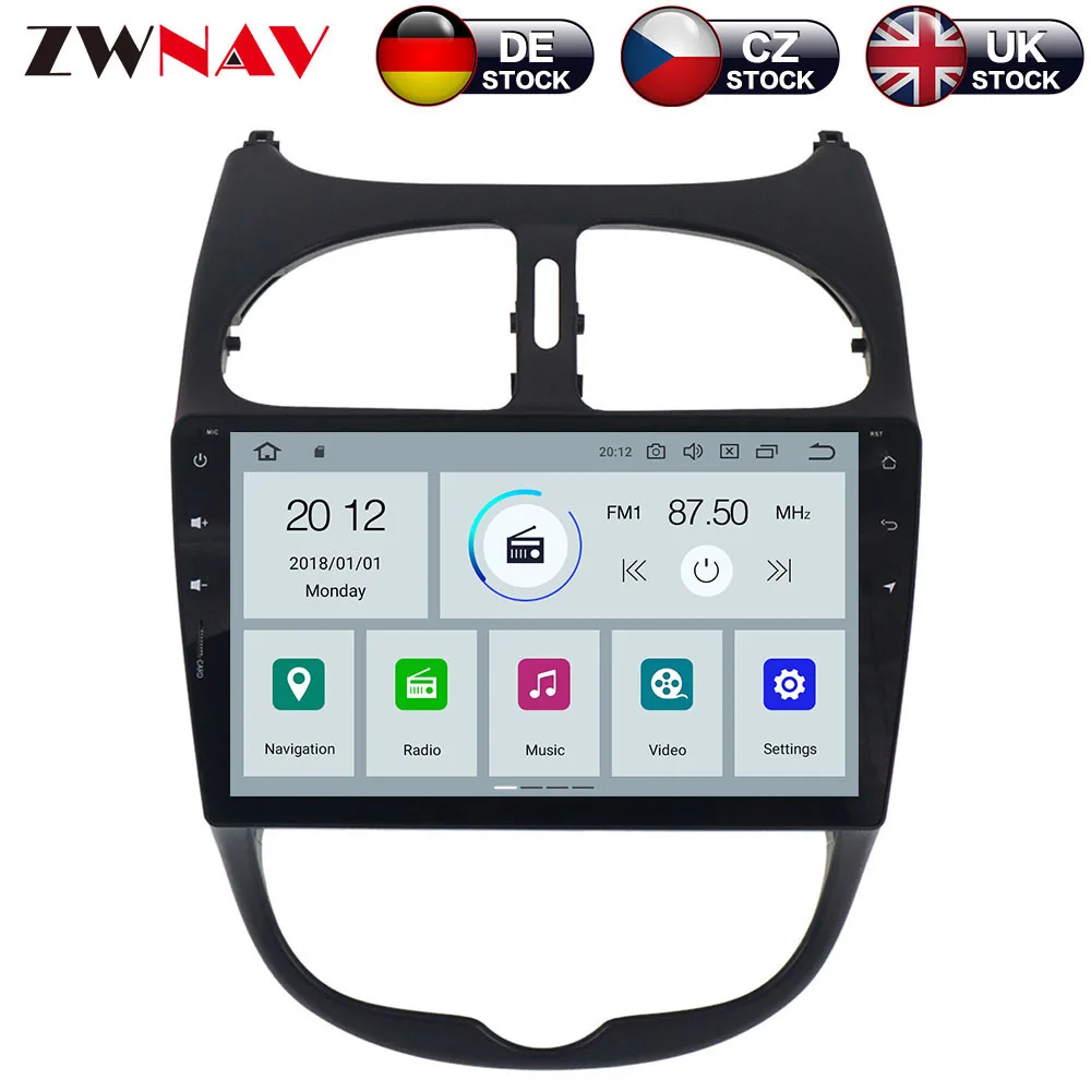 

ZWNAV Android 9.0 4+32GB Car No DVD Player FOR Peugeot 206 2000-2016 Radio Ibiza GPS Navigation with Mirroring link PX5