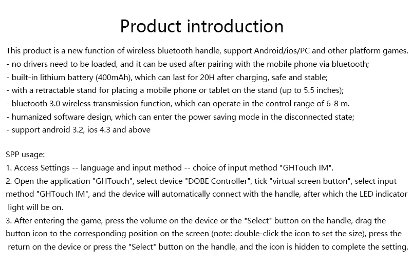 Геймпад беспроводной Bluetooth DOBE игровой TI-465 контроллер детские игрушки беспроводной джойстик для Android iOS ПК